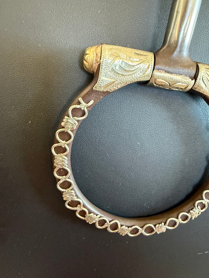 v2   Brown Snaffle Bit on Thick Silver Chain 19" Long #2