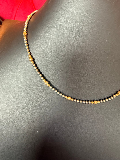Style 2 Sterling Silver Navajo Pearl and Gold Necklace 3mm 16" Long
