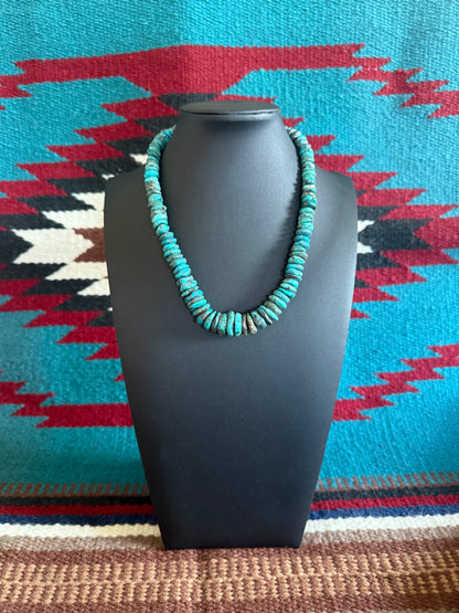Turquoise wafer Graduated Necklace 18" Long (Necklace 2)