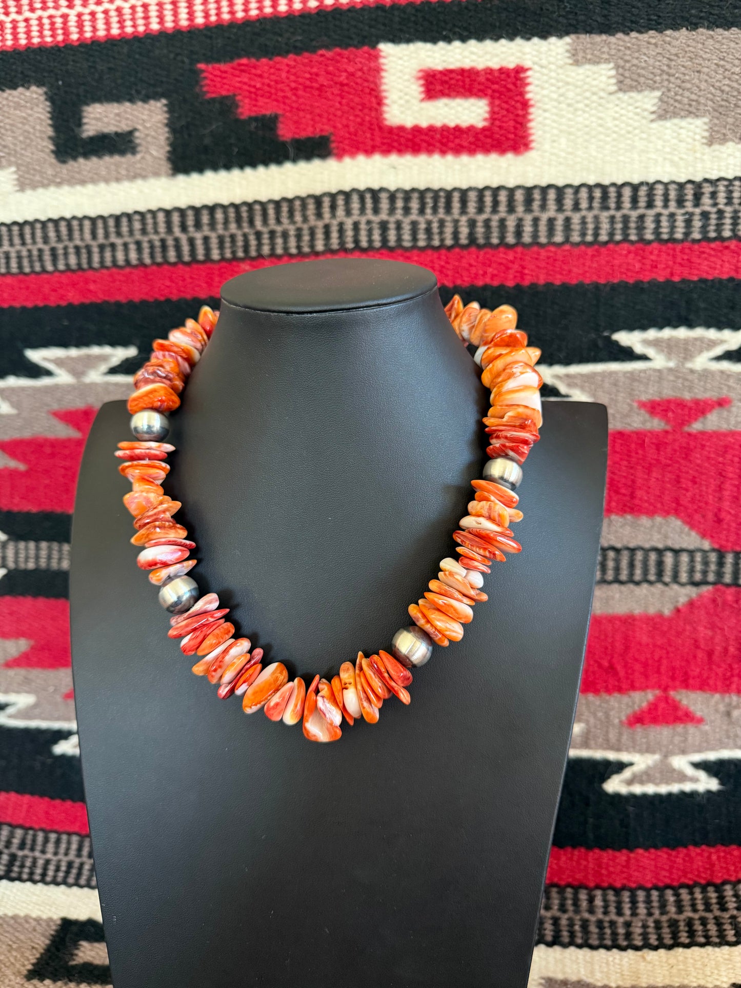 14mm Orange Spiny Necklace  20" Long