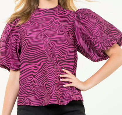 z   Puff Sleeve Zebra Top