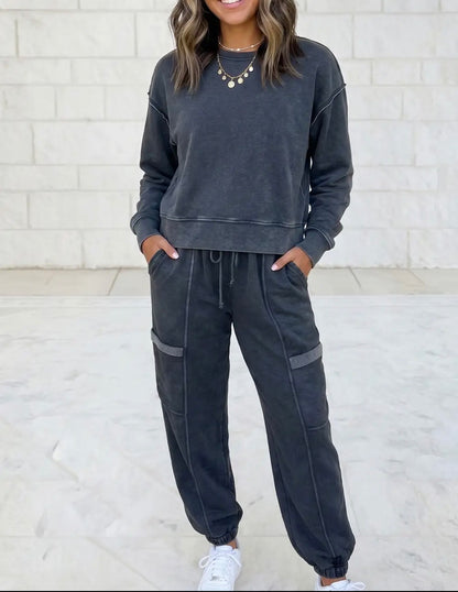 z   Solid Colorblock Jogger Pant Set