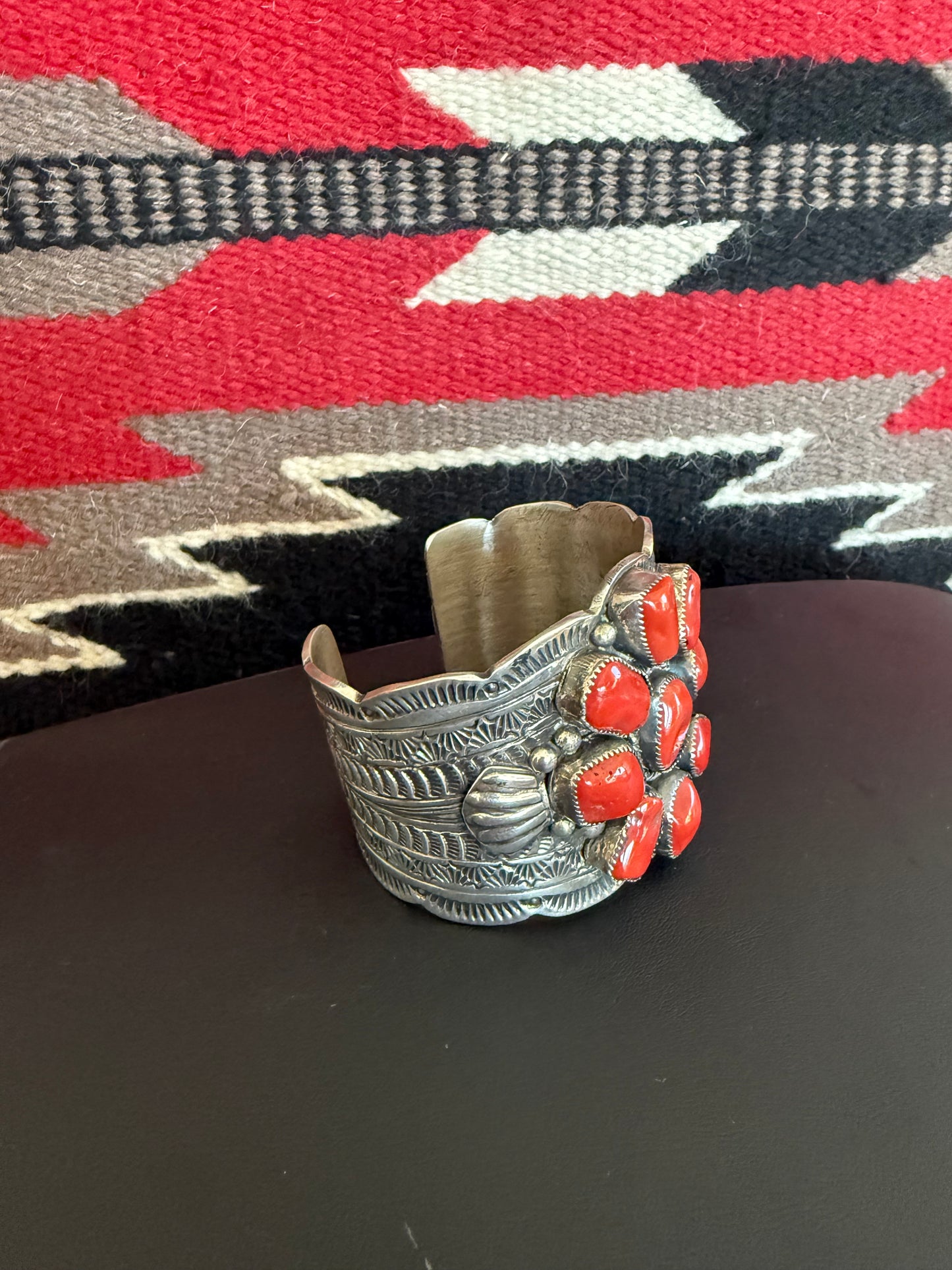 Red Coral Cluster Cuff By Tillie Jon
