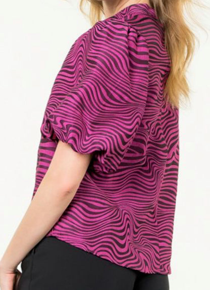 z   Puff Sleeve Zebra Top