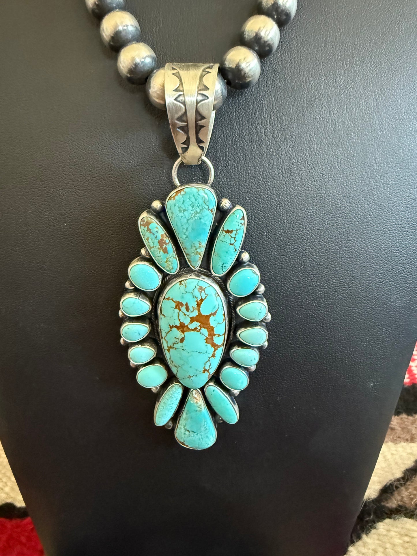 Sterling Silver #8 Turquoise Pendant Cluster