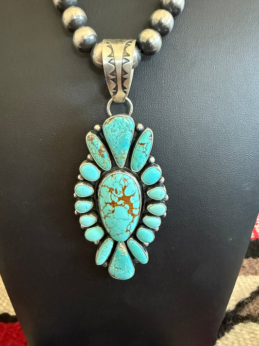 Sterling Silver #8 Turquoise Pendant Cluster