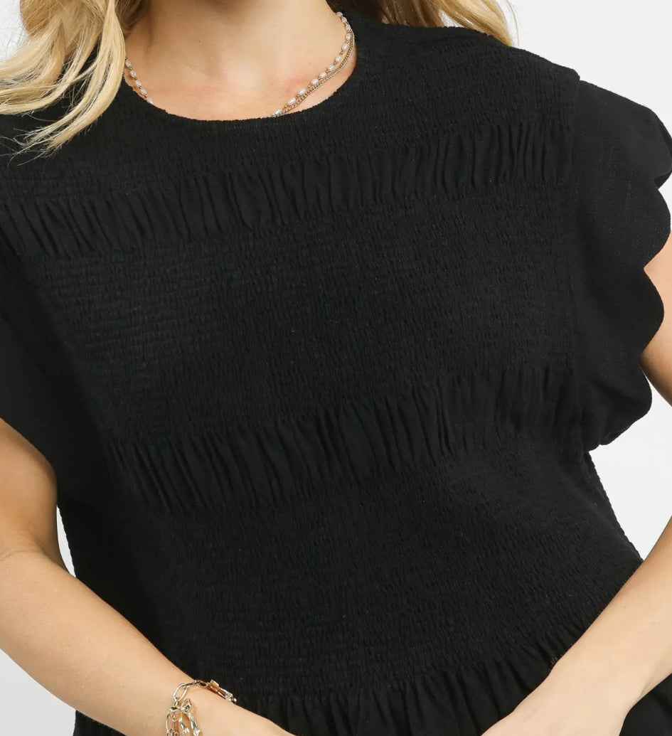 z   Smocked Peplum Top