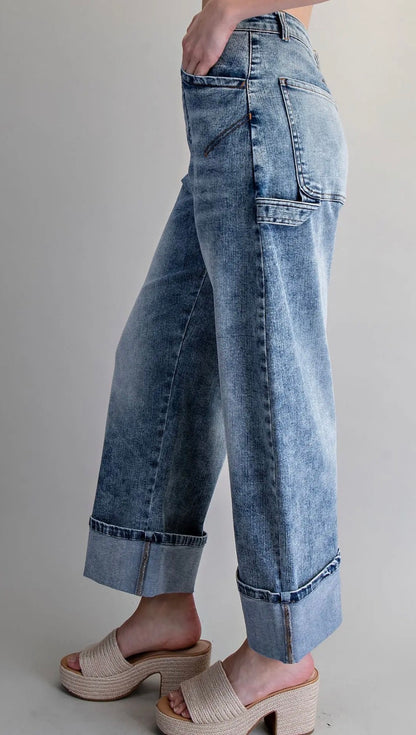 z   Denim Cuffed Jeans