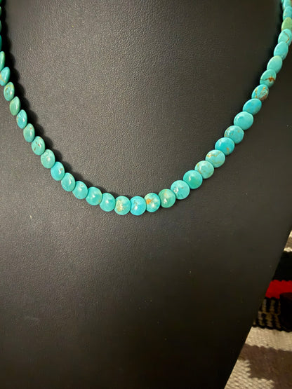 #3 Turquoise Disk Necklace 8mm 18" Long