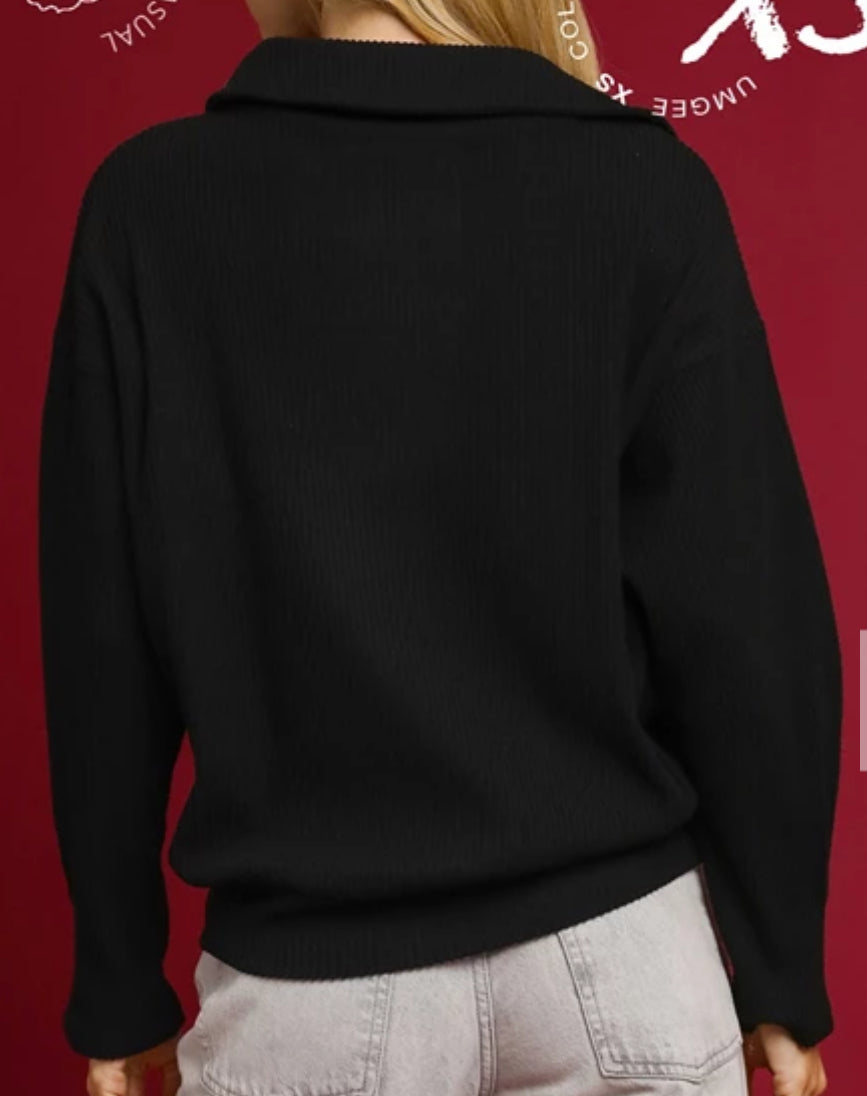 z   Rid Knit Colored Pullover Top