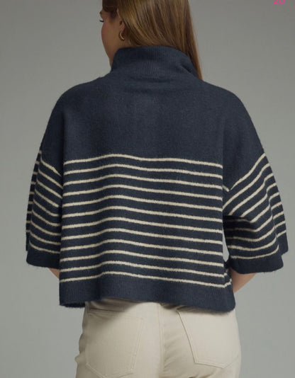 z   Striped Navy Knit Top