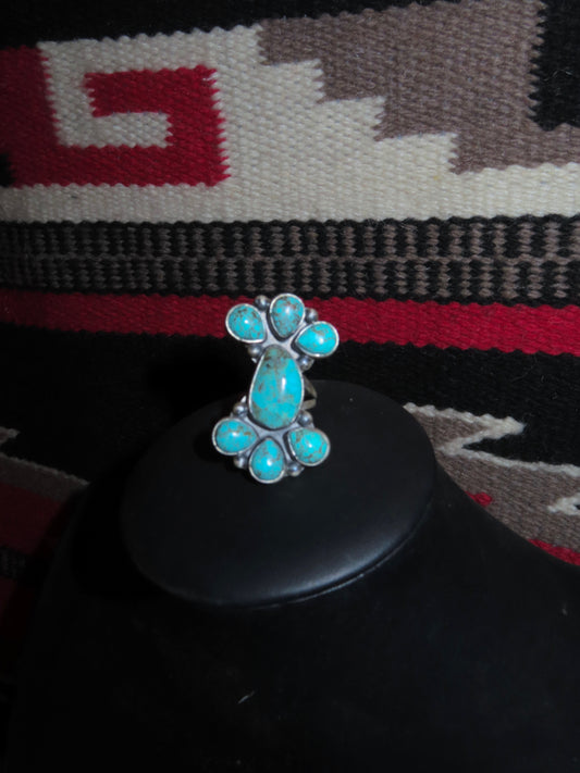 Kingman Turquoise Adjustable Ring By Danny Henio