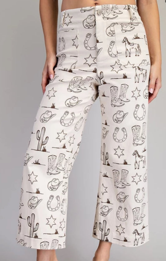z   Western Straight Leg Cropped Pants