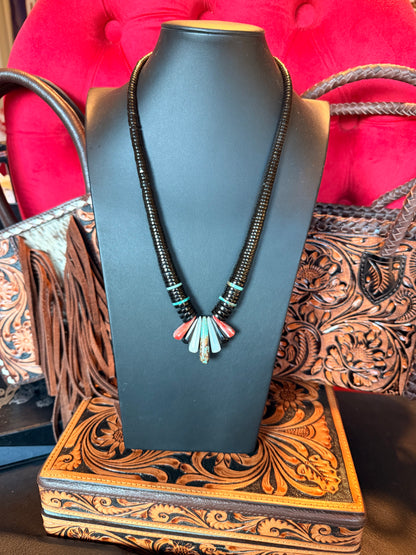 Jet Disc Graduated Necklace   By Daniel Coriz
