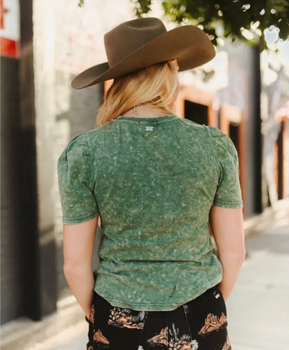z   Miner Washed Cowboy Embroidered Top