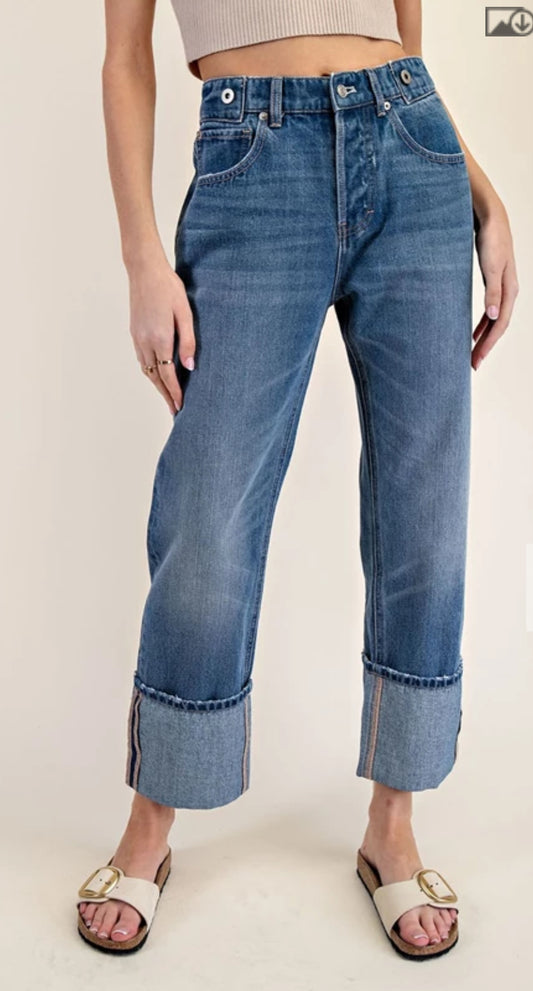 z   Mineral Washed Cuffed Straight Pants