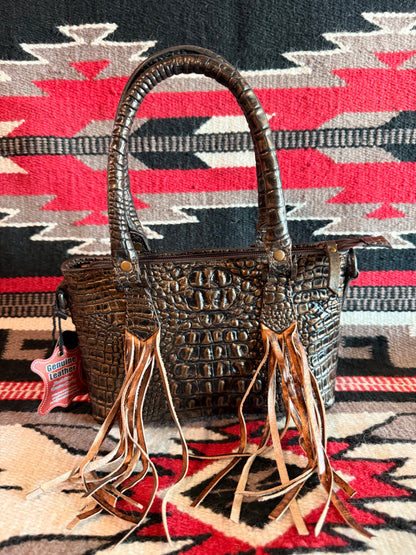 American Darling Crocodile Crossbody Bag with Handles