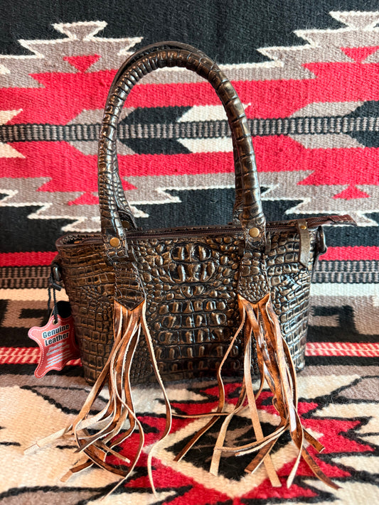 American Darling Crocodile Crossbody Bag with Handles