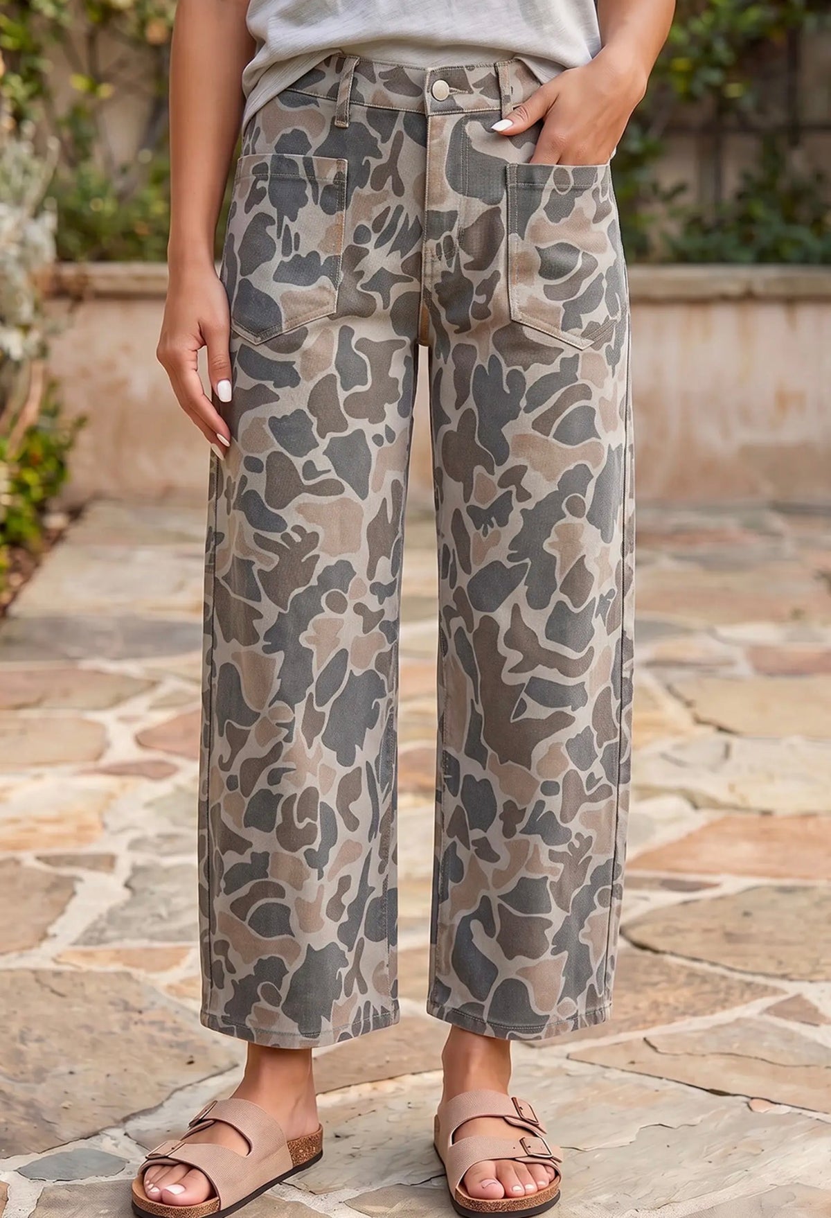 z   Camouflage Wide Leg Pants