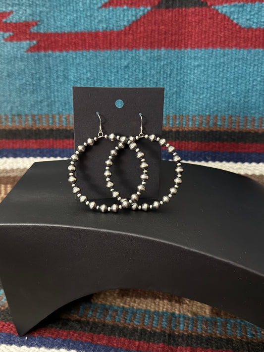 Sterling Silver Navajo Pearl Hoop Earrings