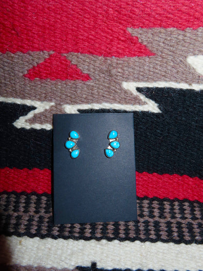 Sterling Silver and Kingman Turquoise Mini Earrings