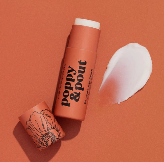 LB   Poppy & Pout Lip Balm Pomegranate Peach