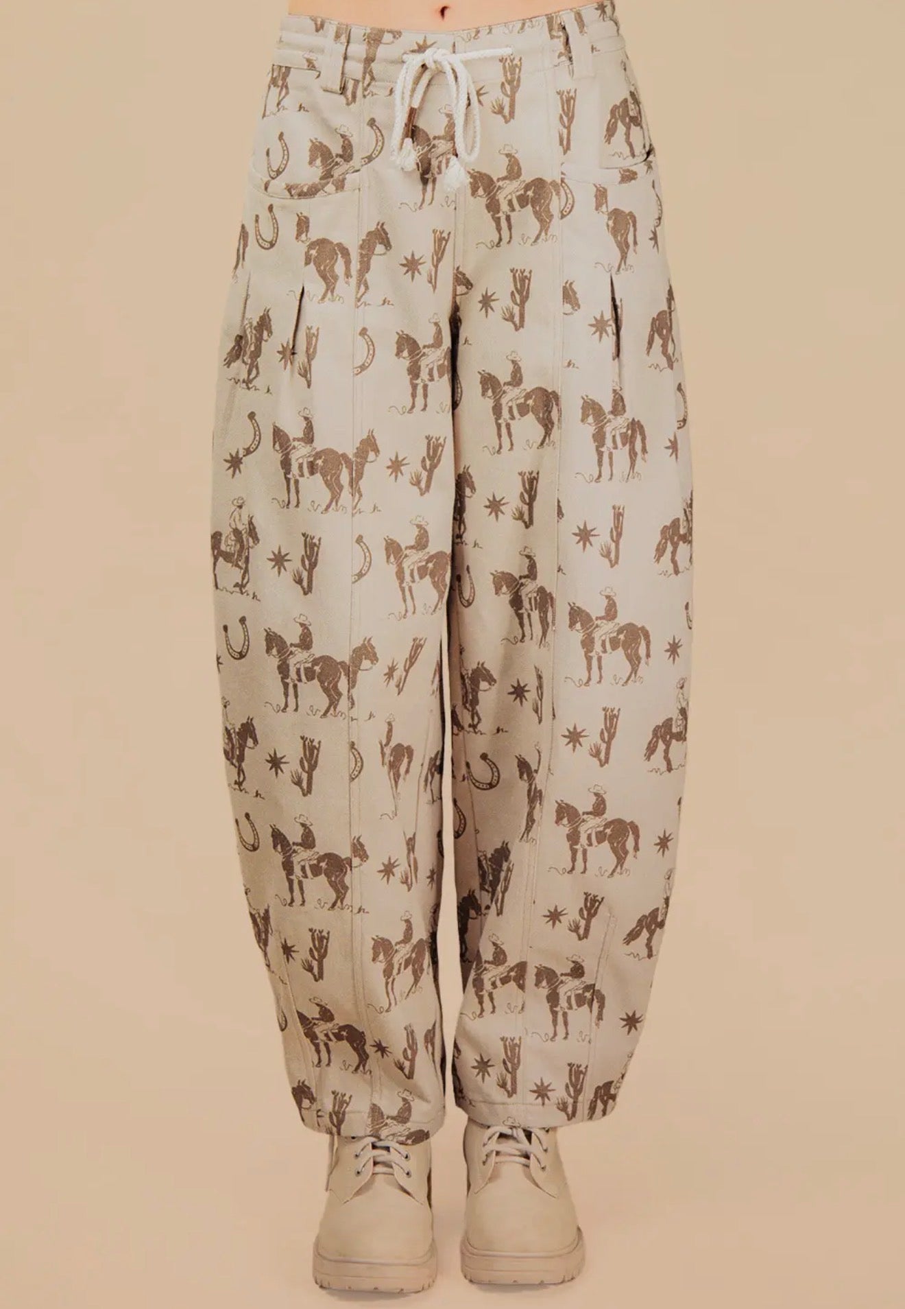 z   Western Graphic Barrel Pants