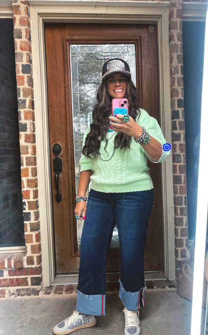 z   Vintage Washed Cable Knit Sweater Top