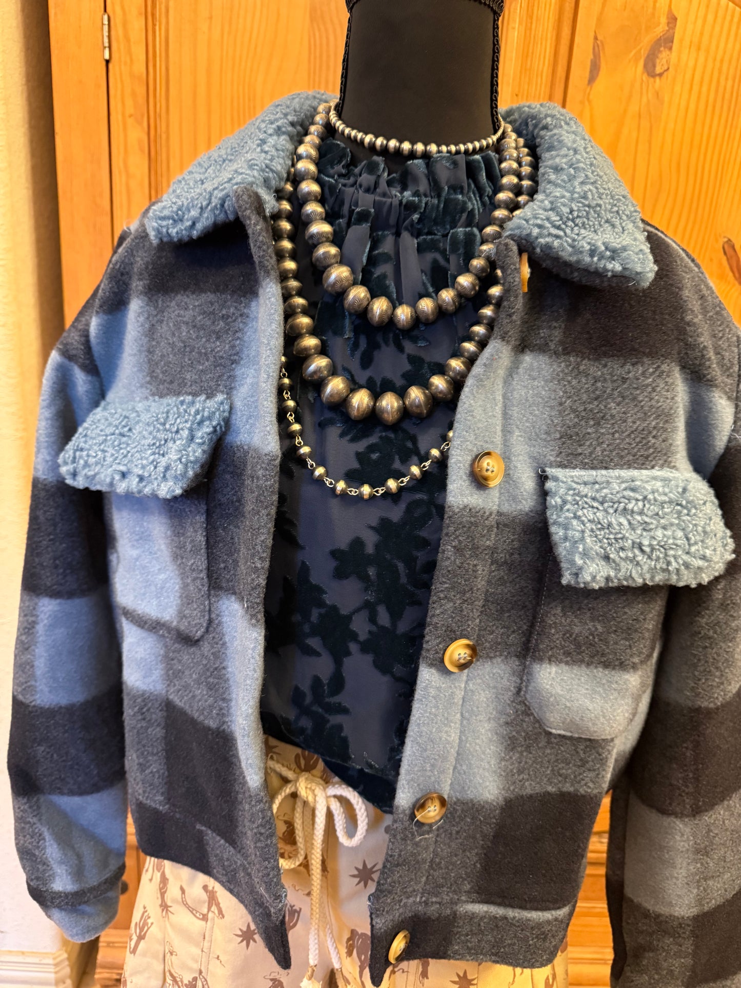 z   Blue Checkered Coat