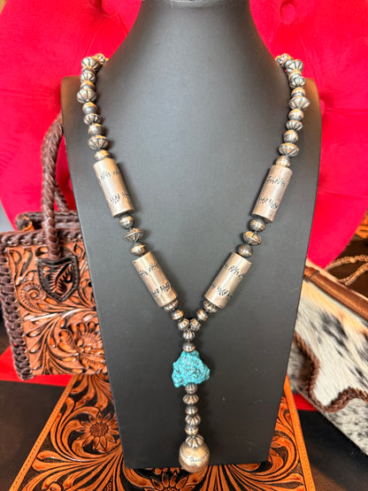 Handmade Navajo Pearl Necklace 30" Long + 4 Drop  By Virginia Tso