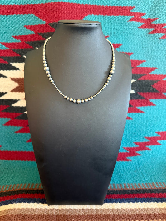 MB5 Sterling Silver Navajo Pearl Necklace 16" Long