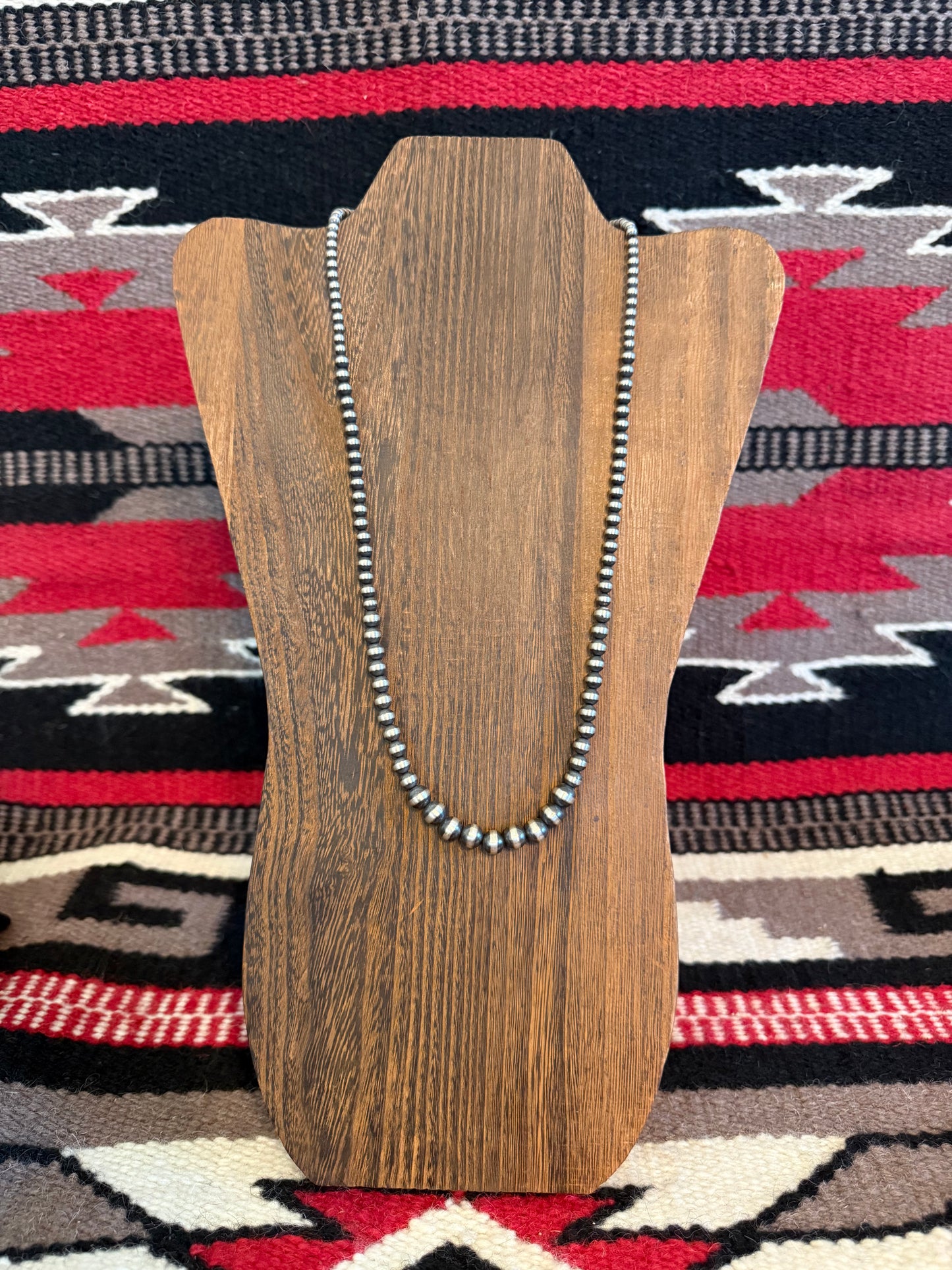 Graduated 1 Sterling Silver Navajo Pearl Necklace  24" Long