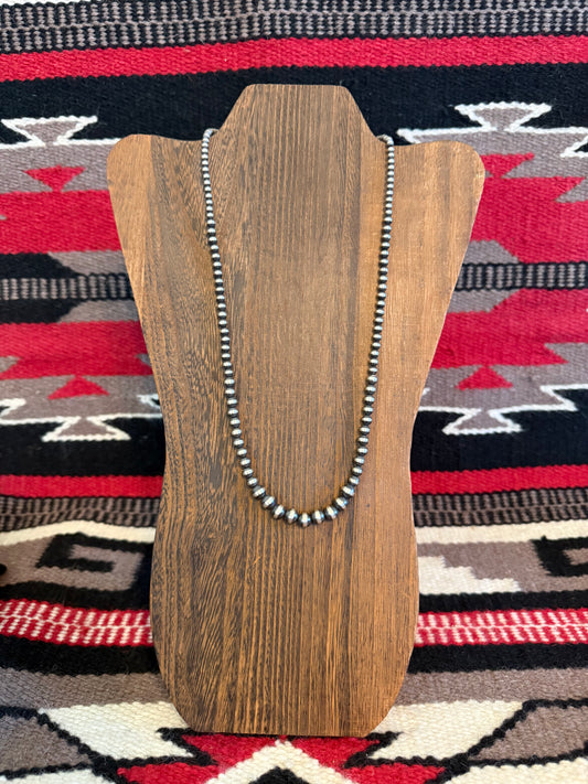 Graduated 1 Sterling Silver Navajo Pearl Necklace  24" Long