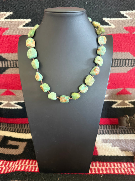 20" Brown Shell & Green Turquoise Nugget Necklace