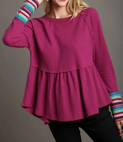 z   Baby Doll Waffle Knit Top