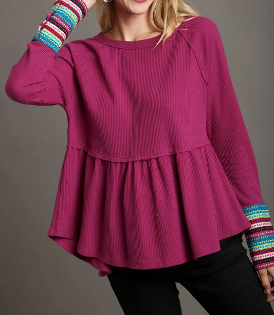z   Baby Doll Waffle Knit Top