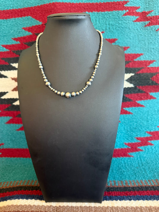 MB1 Sterling Silver Navajo Pearl Necklace 16" Long