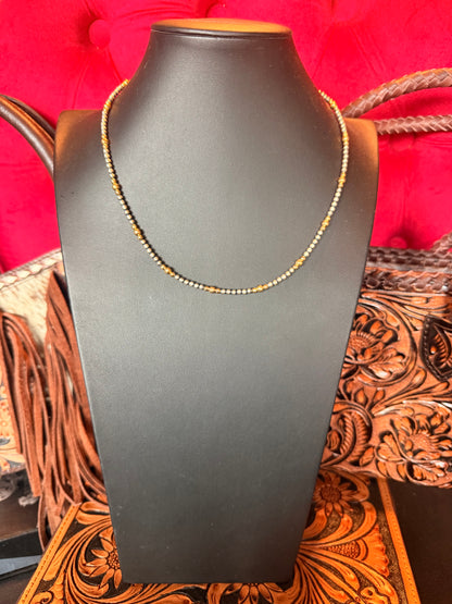Style 2 Sterling Silver Navajo Pearl and Gold Necklace 3mm 18" Long