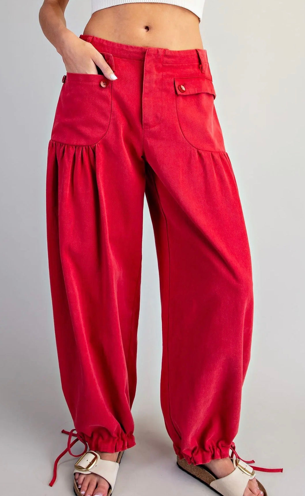 z   Mineral Washed Tie Cuff Pants