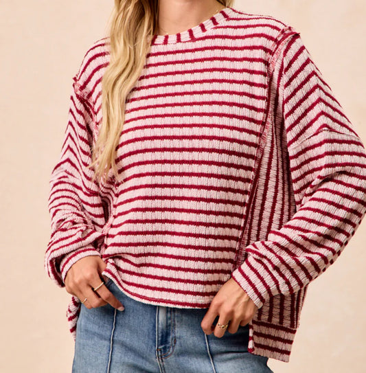 Textured Stripe Knit Top