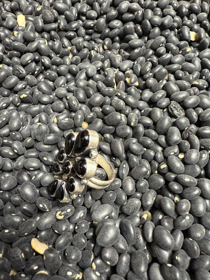 Sterling Silver Black Onyx Cluster Ring