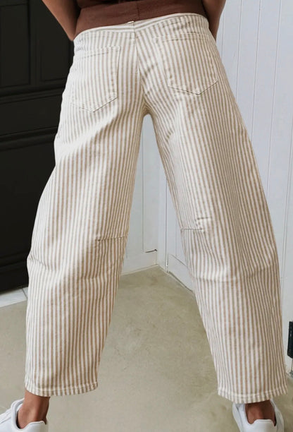 z   Striped Casual Barrel Jeans