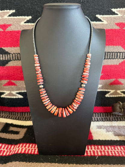 23" Red Spiny Graduated Necklace