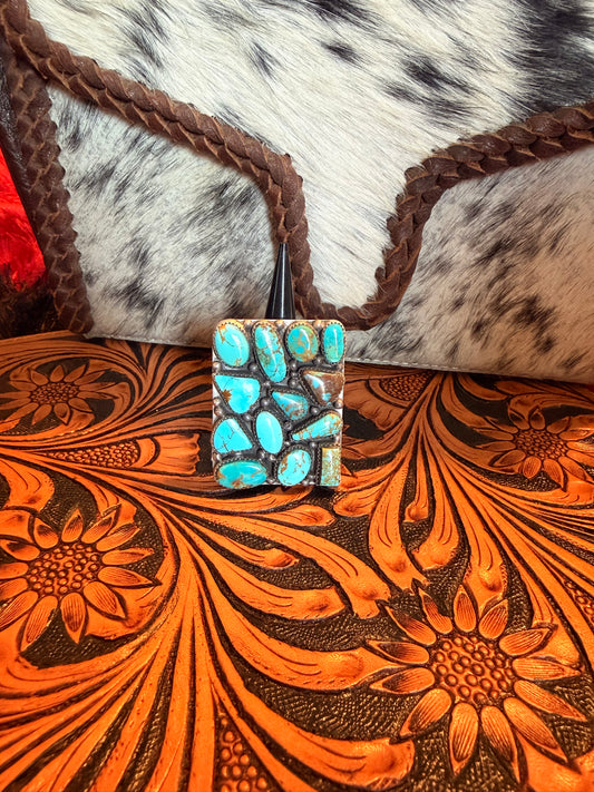Statement Cluster Turquoise Rectangle Ring  By Julia Etsitty