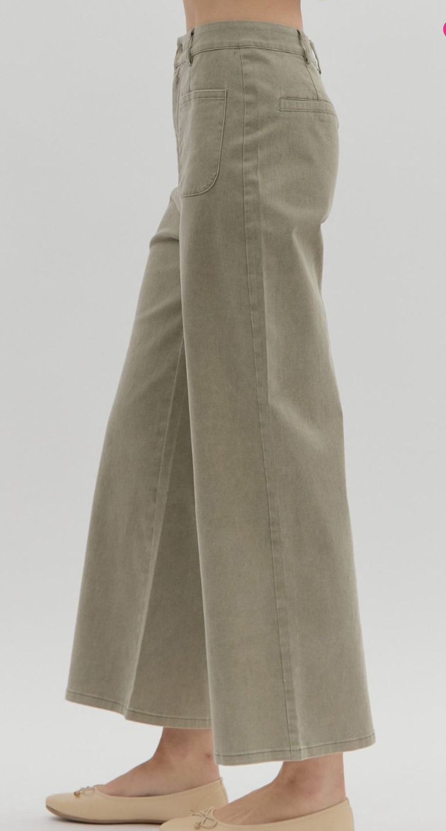 z   Solid Color High Waisted Wide Leg Pants