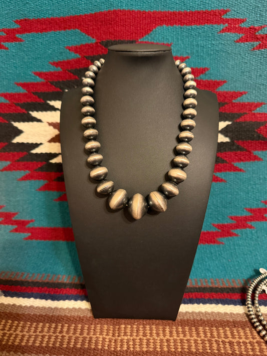 Handmade Navajo Pearl Graduated Necklace  By Preston Haley 20" Long