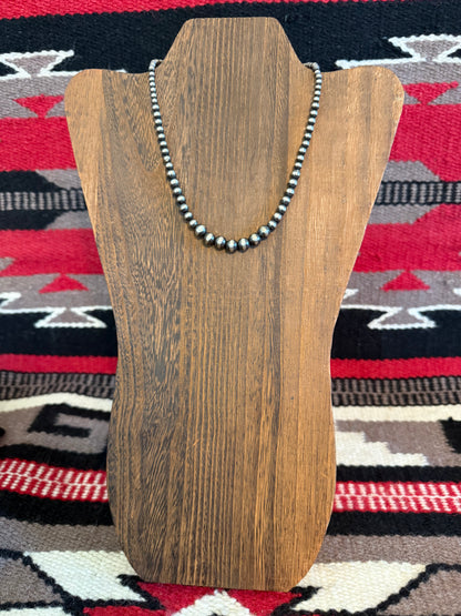 Graduated 1 Sterling Silver Navajo Pearl Necklace  16" Long