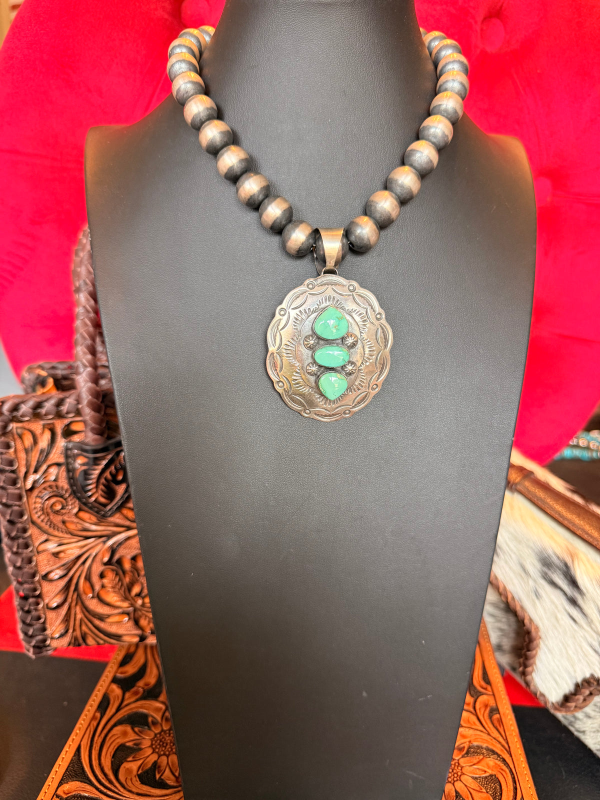 z   Oval Sterling Silver and Sonoran Turquoise Pendant By Chimney Butte