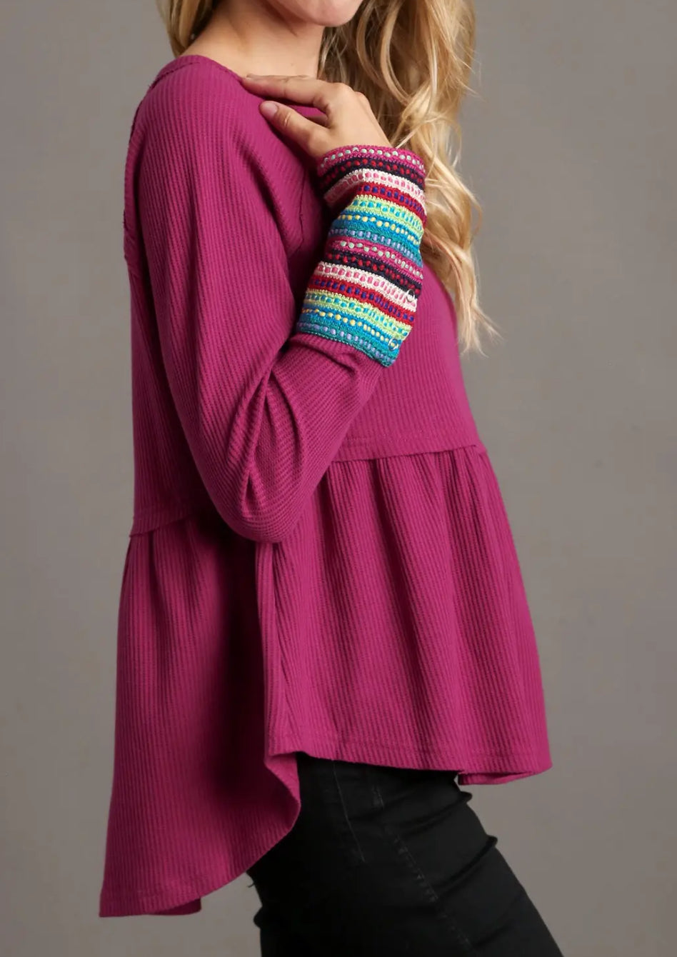 z   Baby Doll Waffle Knit Top