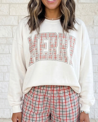 z   Merry Plaid Crewneck and Short Set